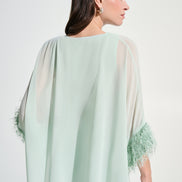 Chiffon Knit Poncho Top With Novelty Trim 787