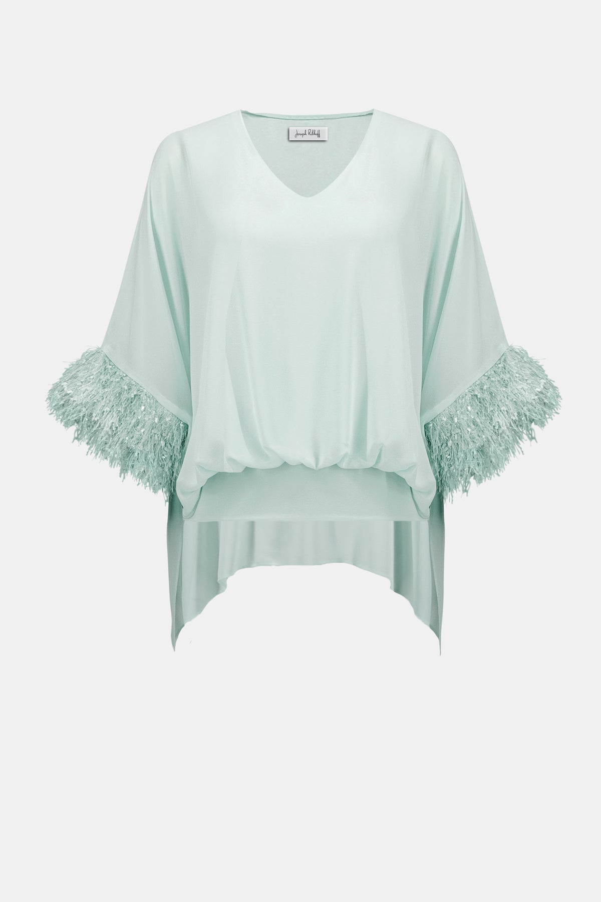 Chiffon Knit Poncho Top With Novelty Trim 787