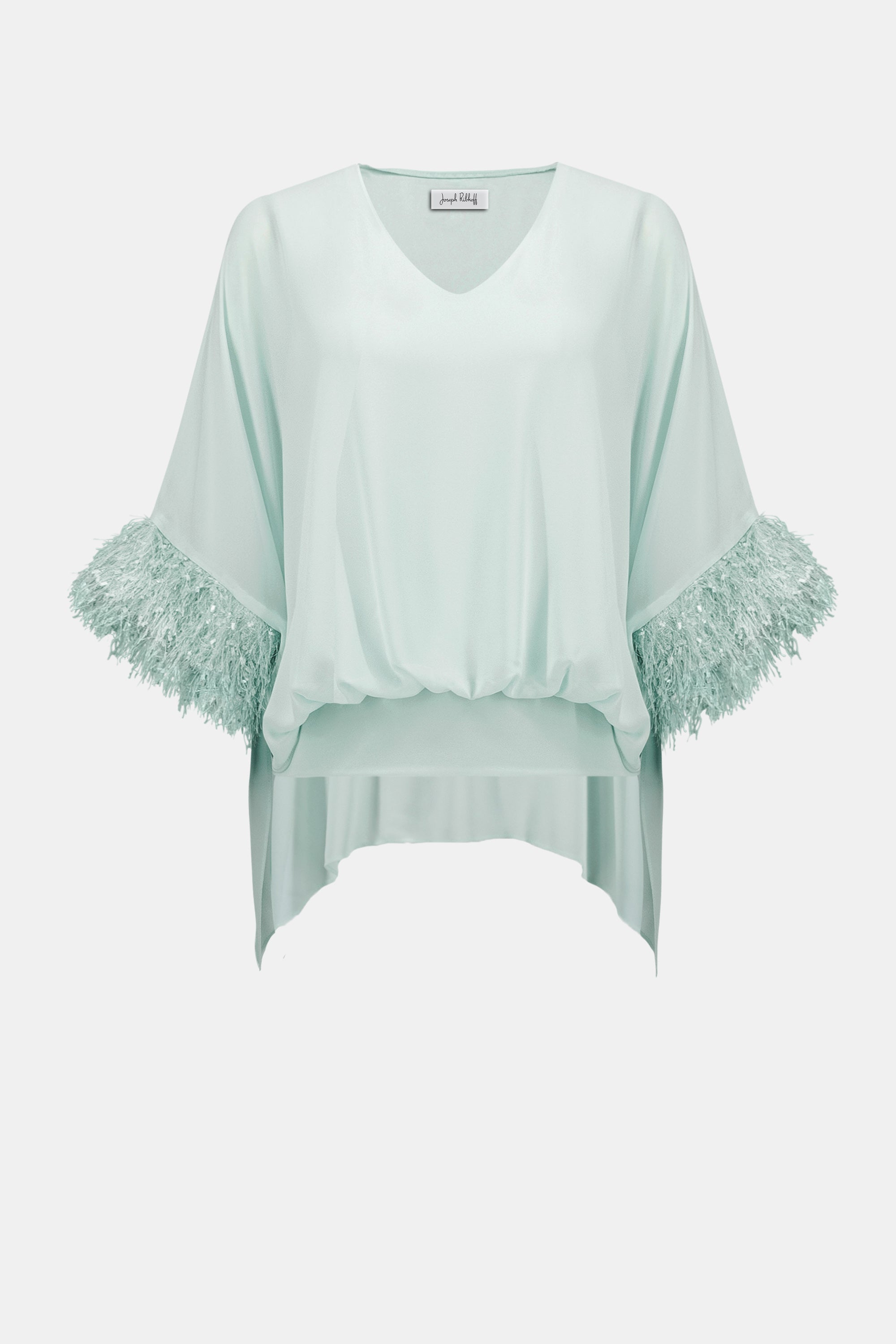Chiffon Knit Poncho Top With Novelty Trim 787