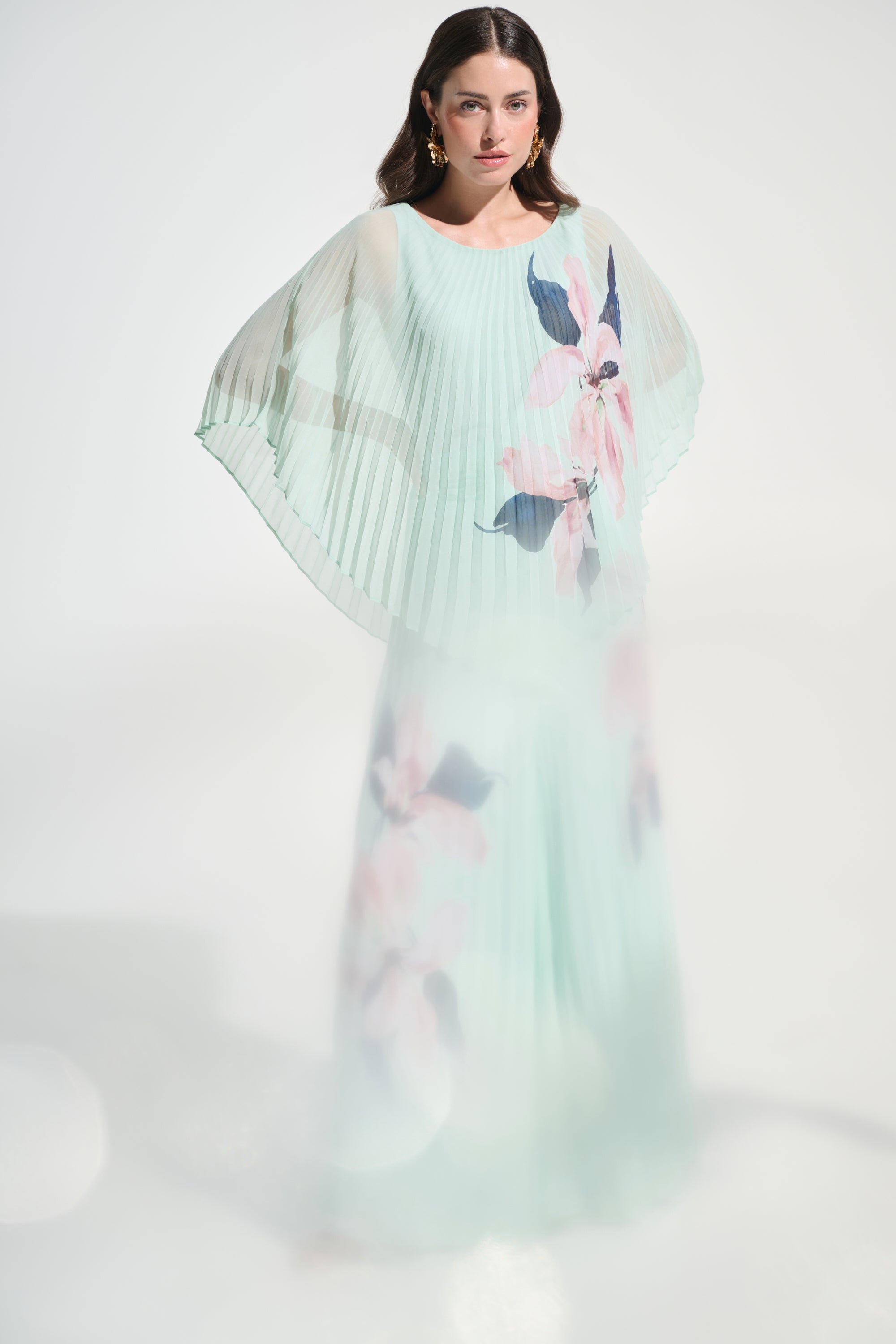 Chiffon Floral Print Pleated Wide Leg Pants 785