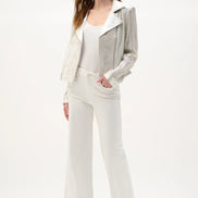 Faux Suede Foiled Knit Moto Jacket 820