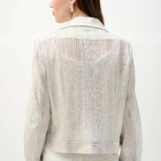 Faux Suede Foiled Knit Moto Jacket 820