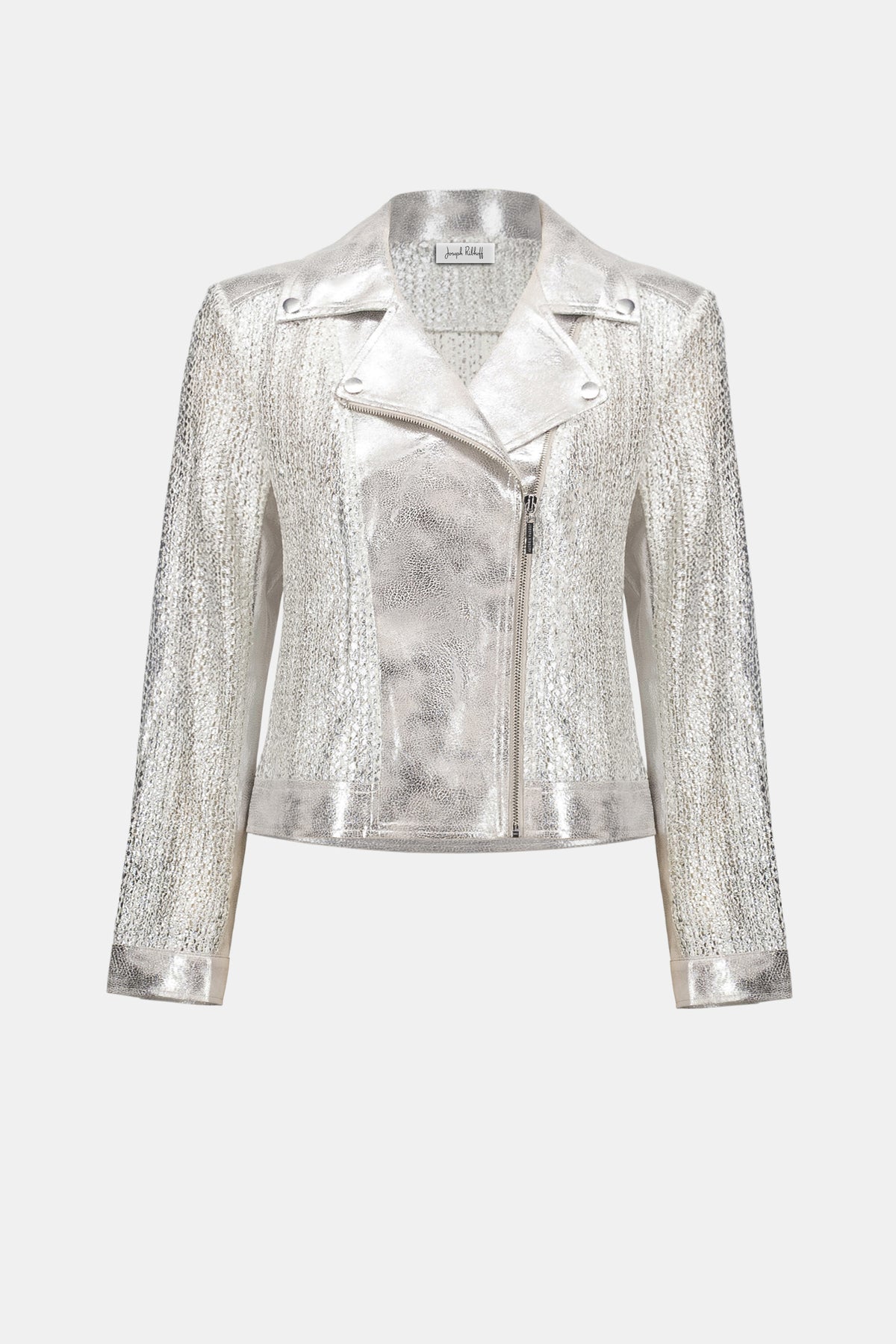 Faux Suede Foiled Knit Moto Jacket 820
