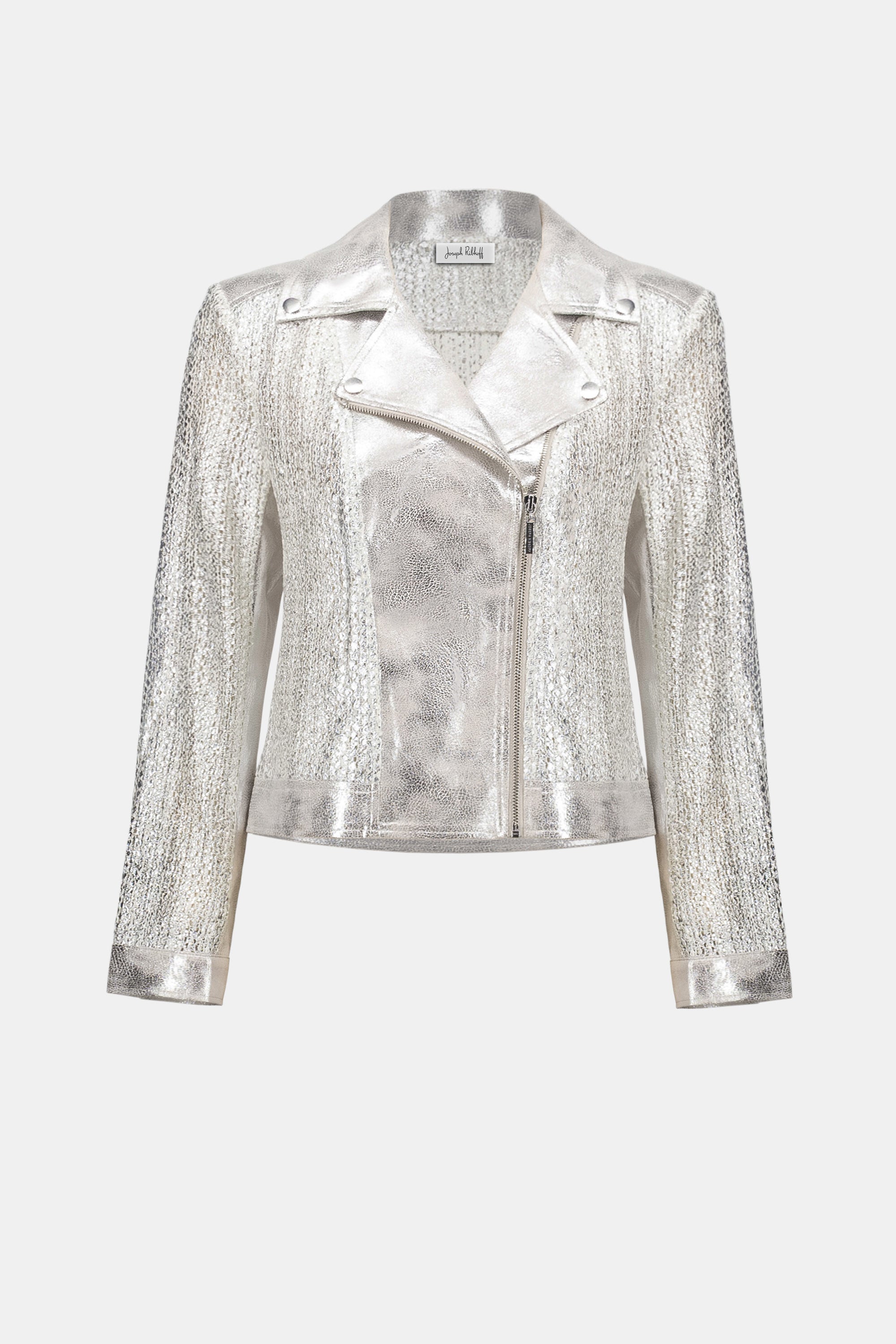 Faux Suede Foiled Knit Moto Jacket 820