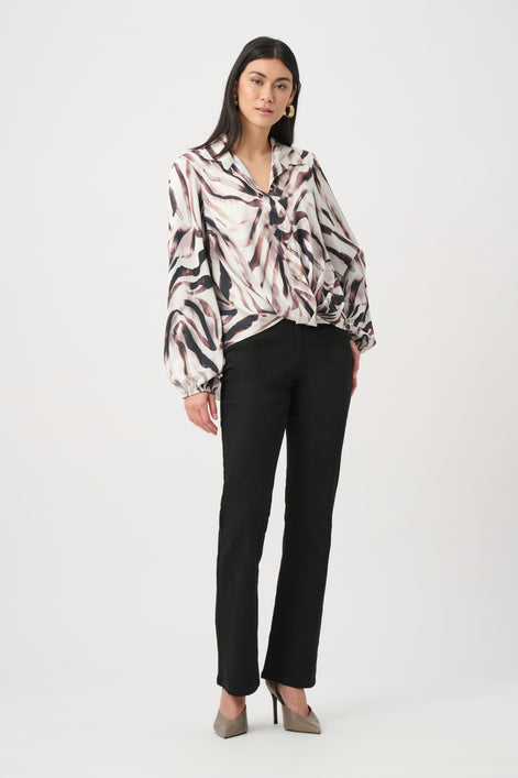 Satin Animal Print Draped Top 819