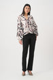 Satin Animal Print Draped Top 819