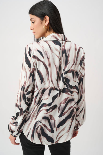 Satin Animal Print Draped Top 819
