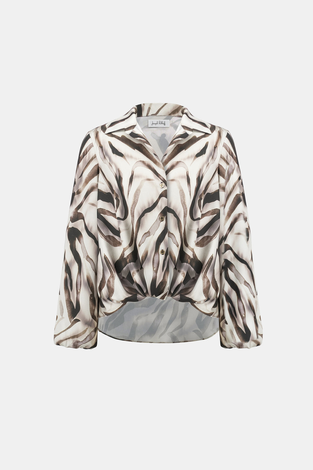 Satin Animal Print Draped Top 819