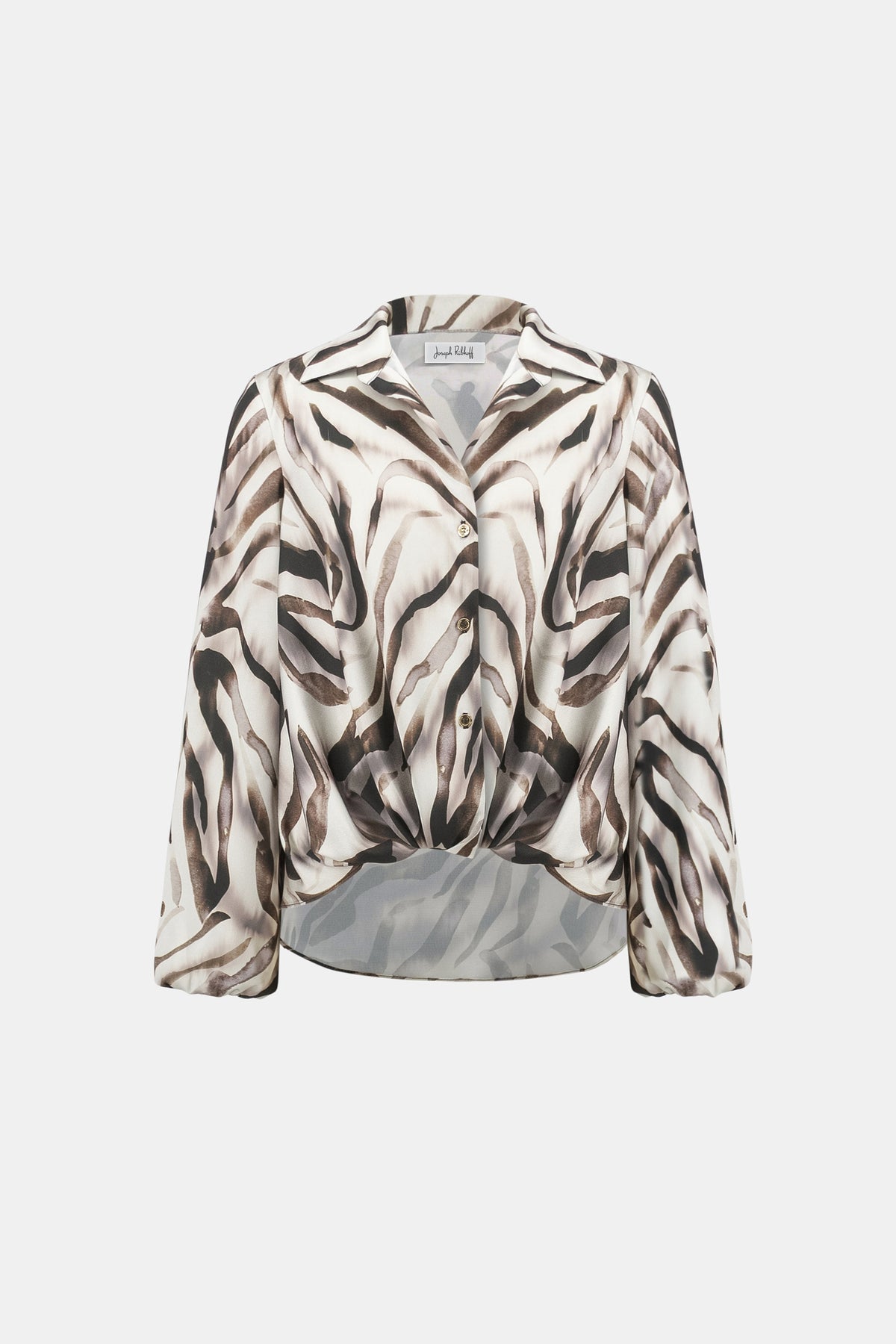 Satin Animal Print Draped Top 819