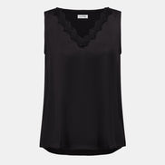 Satin Sleeveless V-Neck Cami With Lace Trim 828