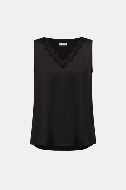 Satin Sleeveless V-Neck Cami With Lace Trim 828