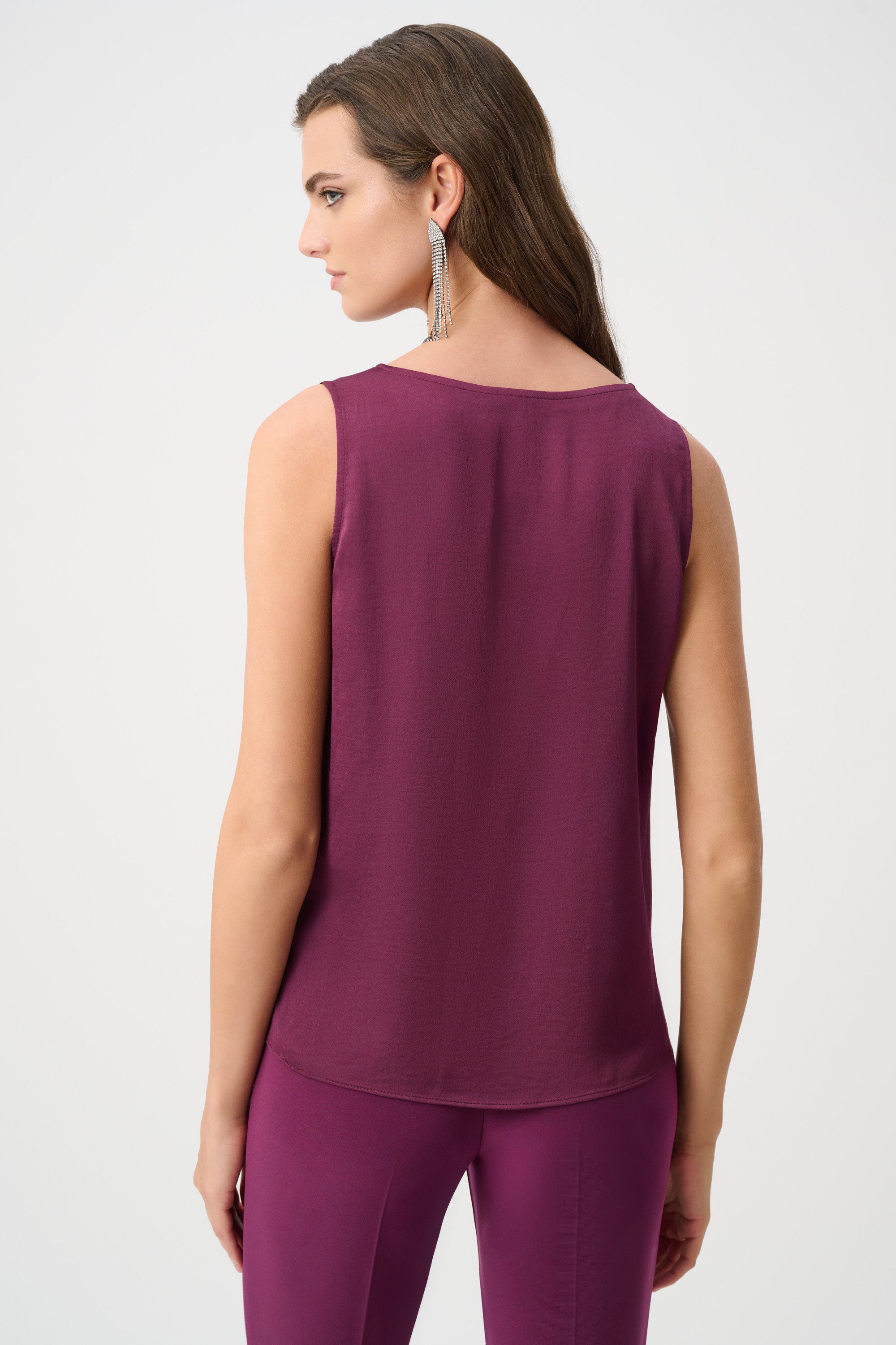 Satin Sleeveless V-Neck Cami With Lace Trim 828