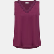 Satin Sleeveless V-Neck Cami With Lace Trim 828