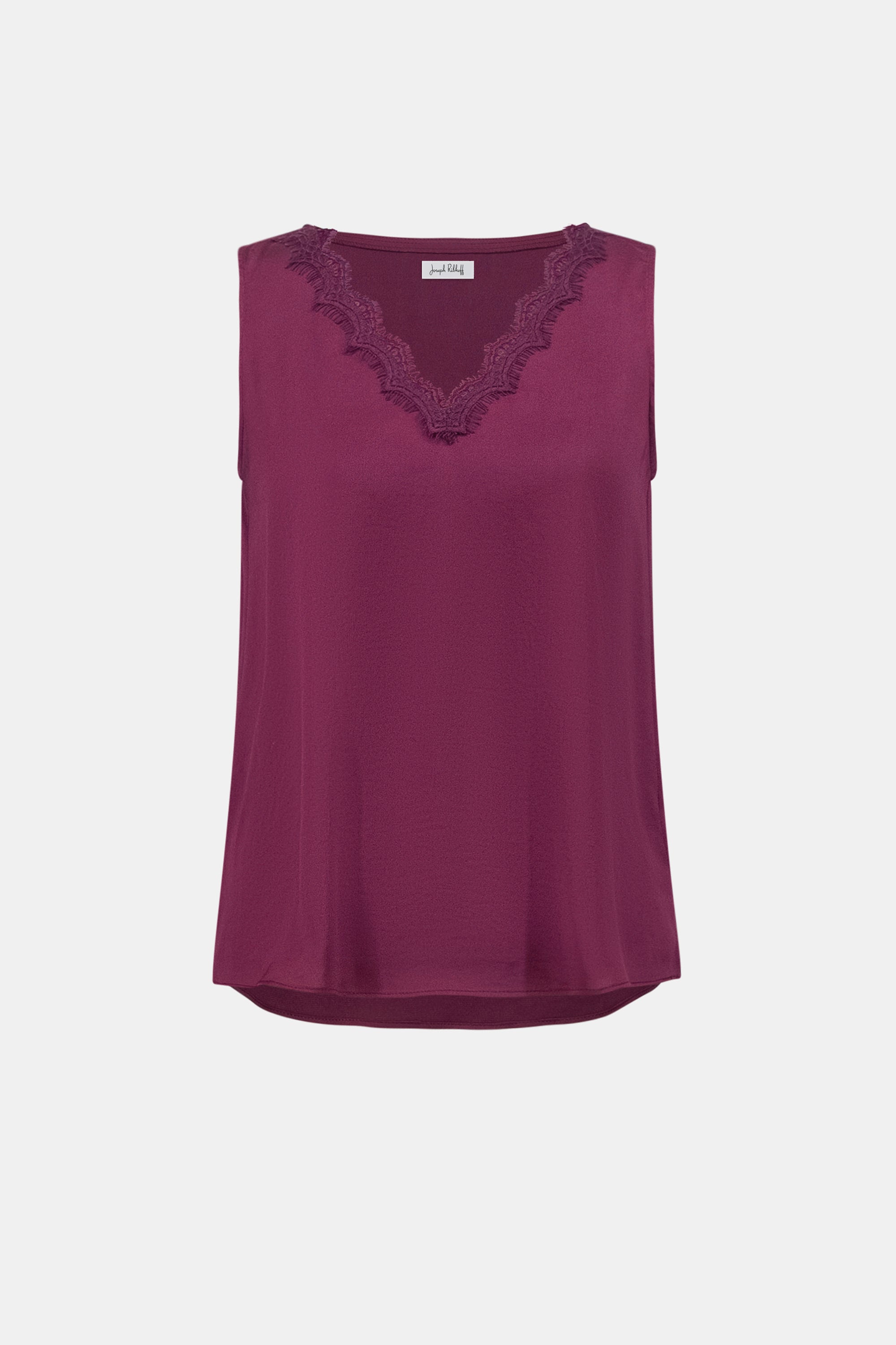 Satin Sleeveless V-Neck Cami With Lace Trim 828