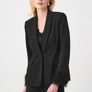 Scuba Crepe Fitted Blazer & Pant Suit With Fringe 9003
