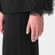Scuba Crepe Fitted Blazer & Pant Suit With Fringe 9003
