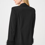 Scuba Crepe Fitted Blazer & Pant Suit With Fringe 9003