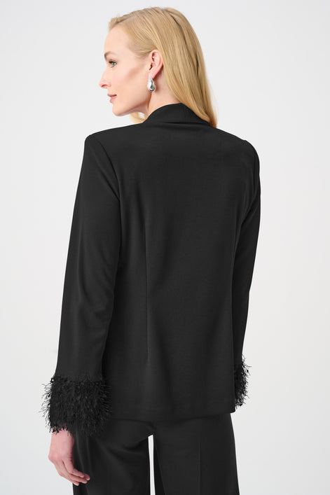 Scuba Crepe Fitted Blazer & Pant Suit With Fringe 827