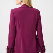 Scuba Crepe Fitted Blazer & Pant Suit With Fringe 9003