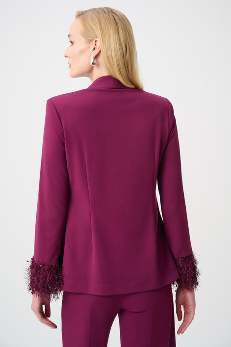 Scuba Crepe Fitted Blazer & Pant Suit With Fringe 827