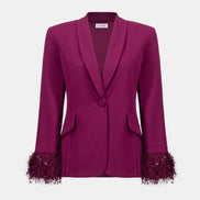 Scuba Crepe Fitted Blazer & Pant Suit With Fringe 9003