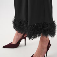 Scuba Crepe Fitted Blazer & Pant Suit With Fringe 9003