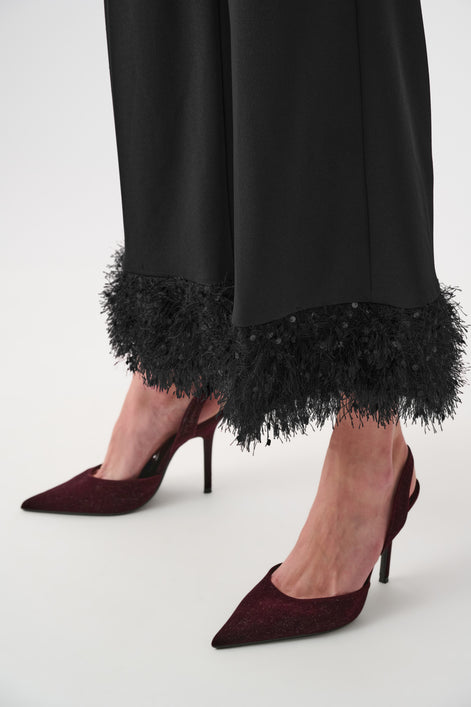 Scuba Crepe Fitted Blazer & Pant Suit With Fringe 827
