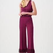 Scuba Crepe Fitted Blazer & Pant Suit With Fringe 9003