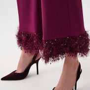 Scuba Crepe Fitted Blazer & Pant Suit With Fringe 9003