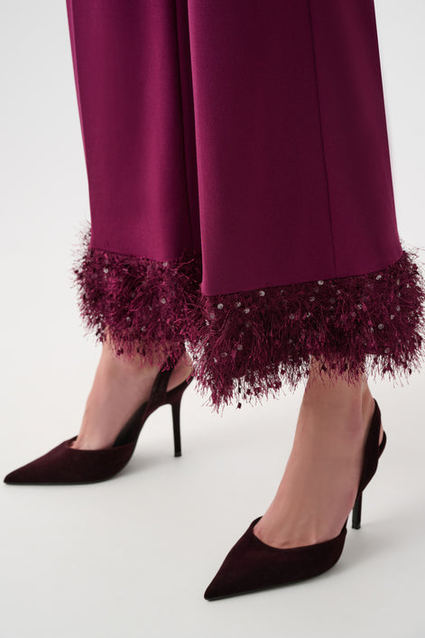 Scuba Crepe Fitted Blazer & Pant Suit With Fringe 827