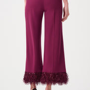 Scuba Crepe Fitted Blazer & Pant Suit With Fringe 9003