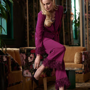 Scuba Crepe Fitted Blazer & Pant Suit With Fringe 9003