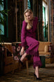Scuba Crepe Fitted Blazer & Pant Suit With Fringe 9003