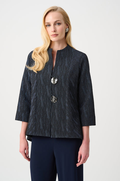 Foil-Textured Jacquard Trapeze Jacket 814