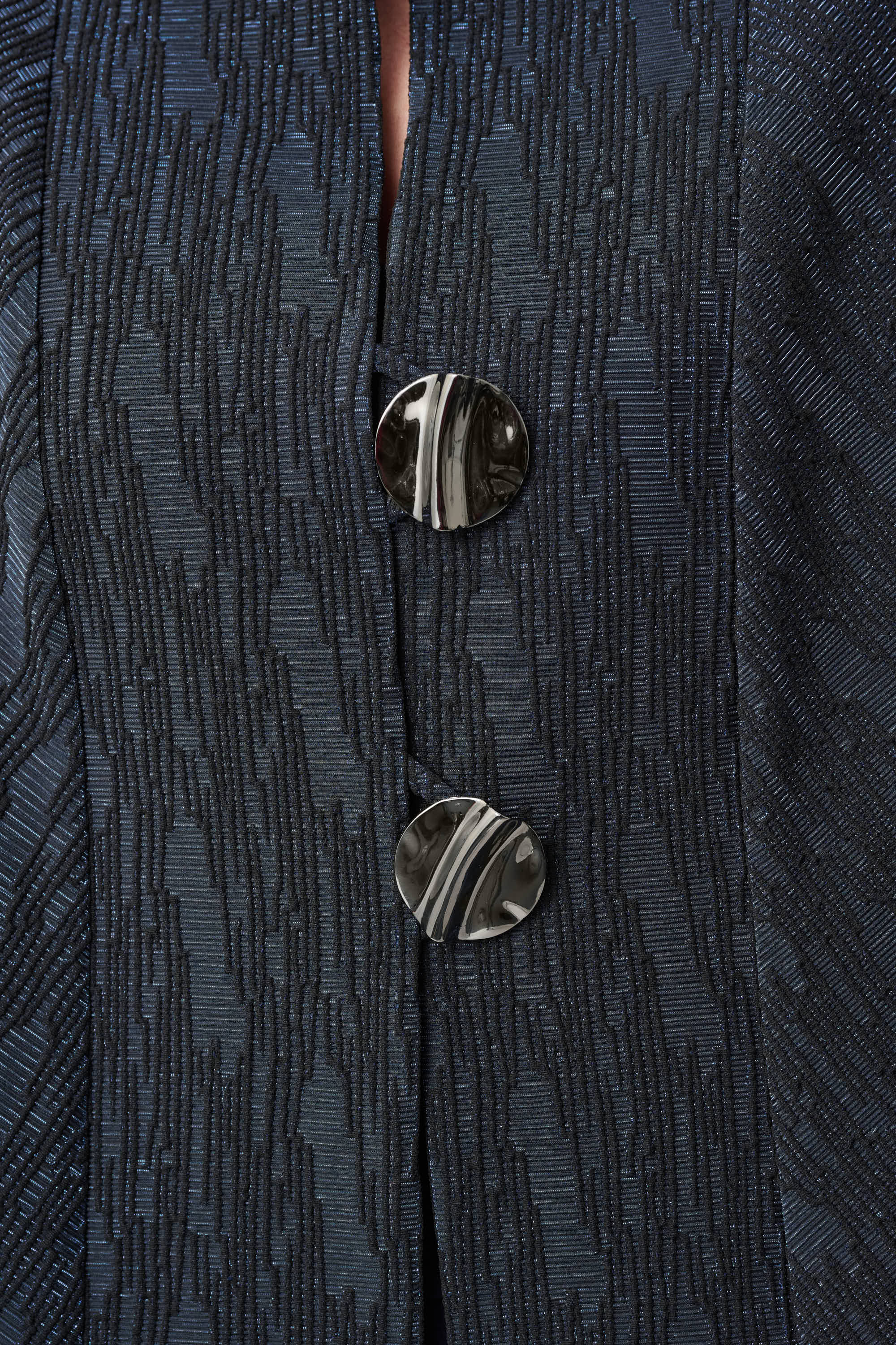Foil-Textured Jacquard Trapeze Jacket 814