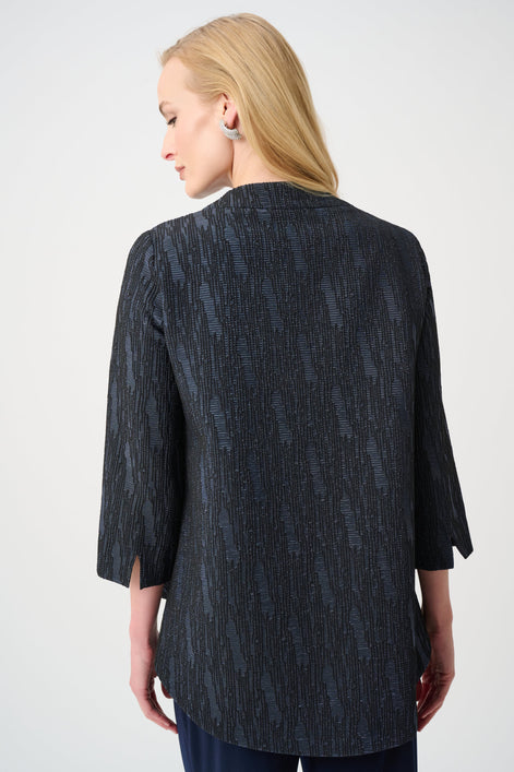 Foil-Textured Jacquard Trapeze Jacket 814