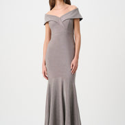 Sparkle Knit Off-Shoulder Trumpet Dress 822