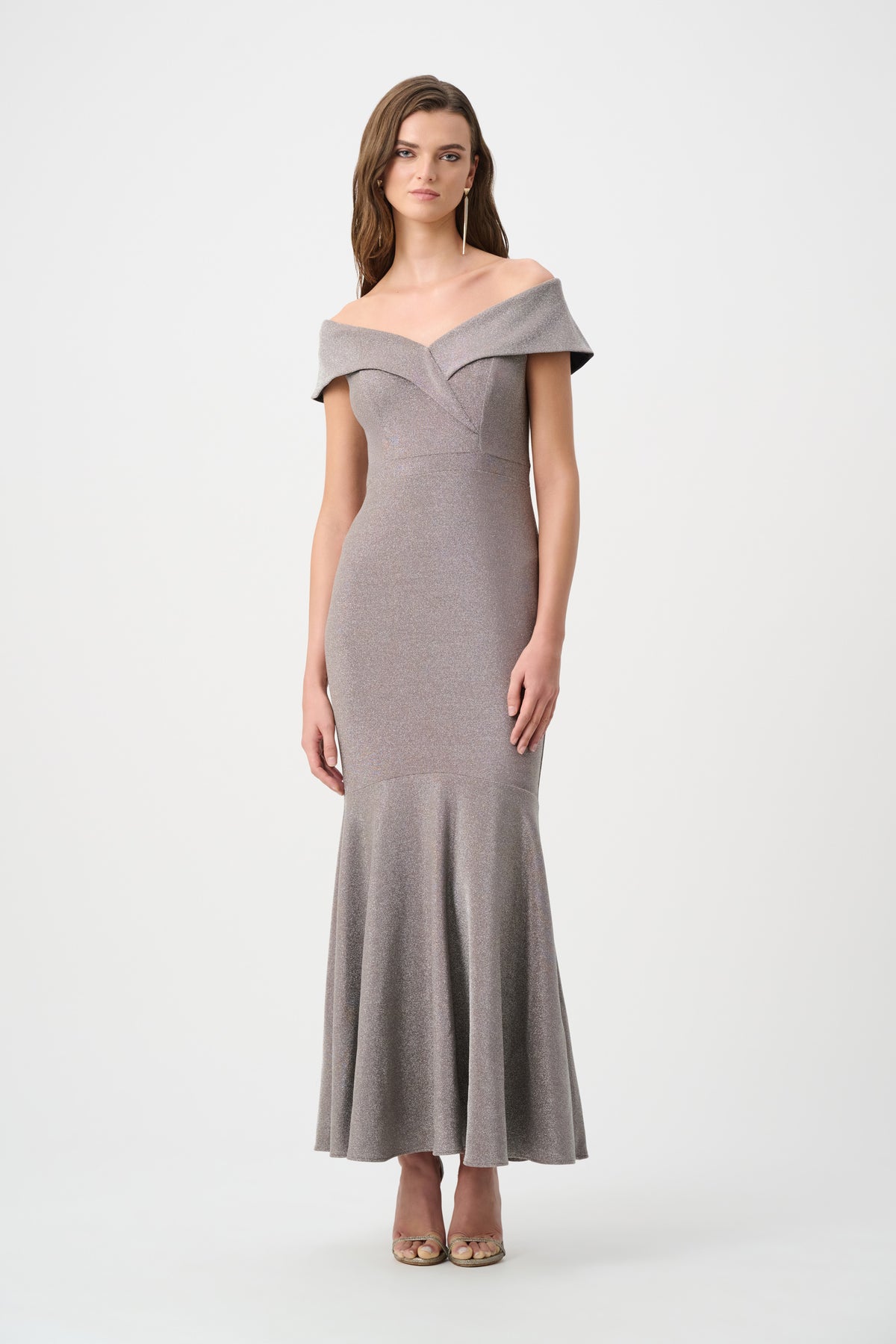 Sparkle Knit Off-Shoulder Trumpet Dress 822