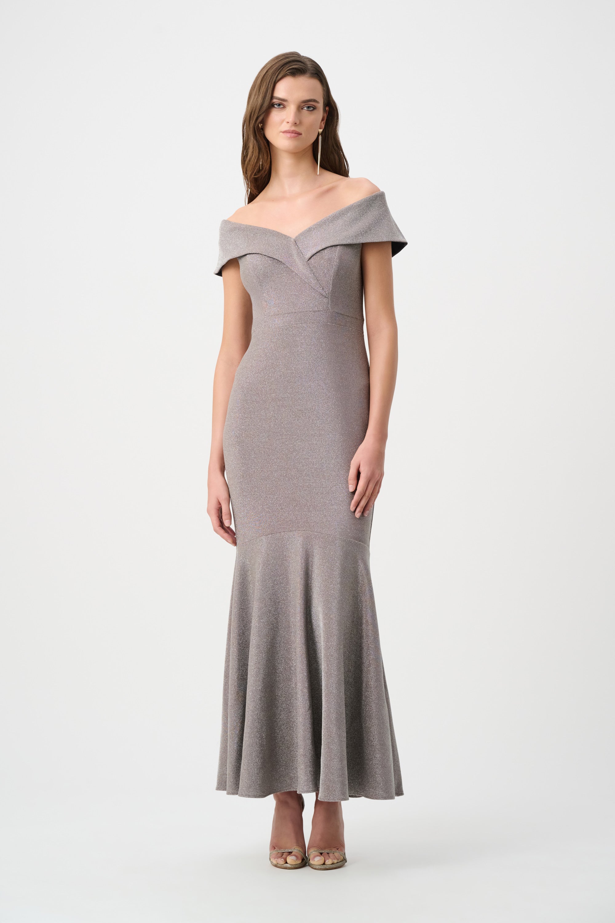 Sparkle Knit Off-Shoulder Trumpet Dress 822