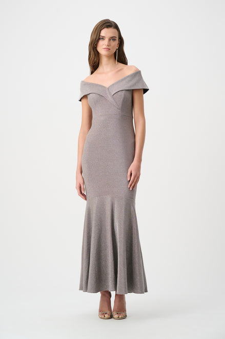 Sparkle Knit Off-Shoulder Trumpet Dress 822