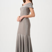 Sparkle Knit Off-Shoulder Trumpet Dress 822
