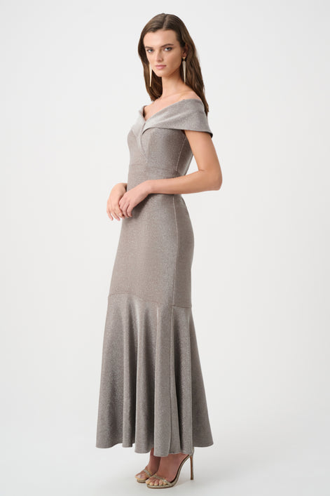 Sparkle Knit Off-Shoulder Trumpet Dress 822