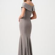 Sparkle Knit Off-Shoulder Trumpet Dress 822