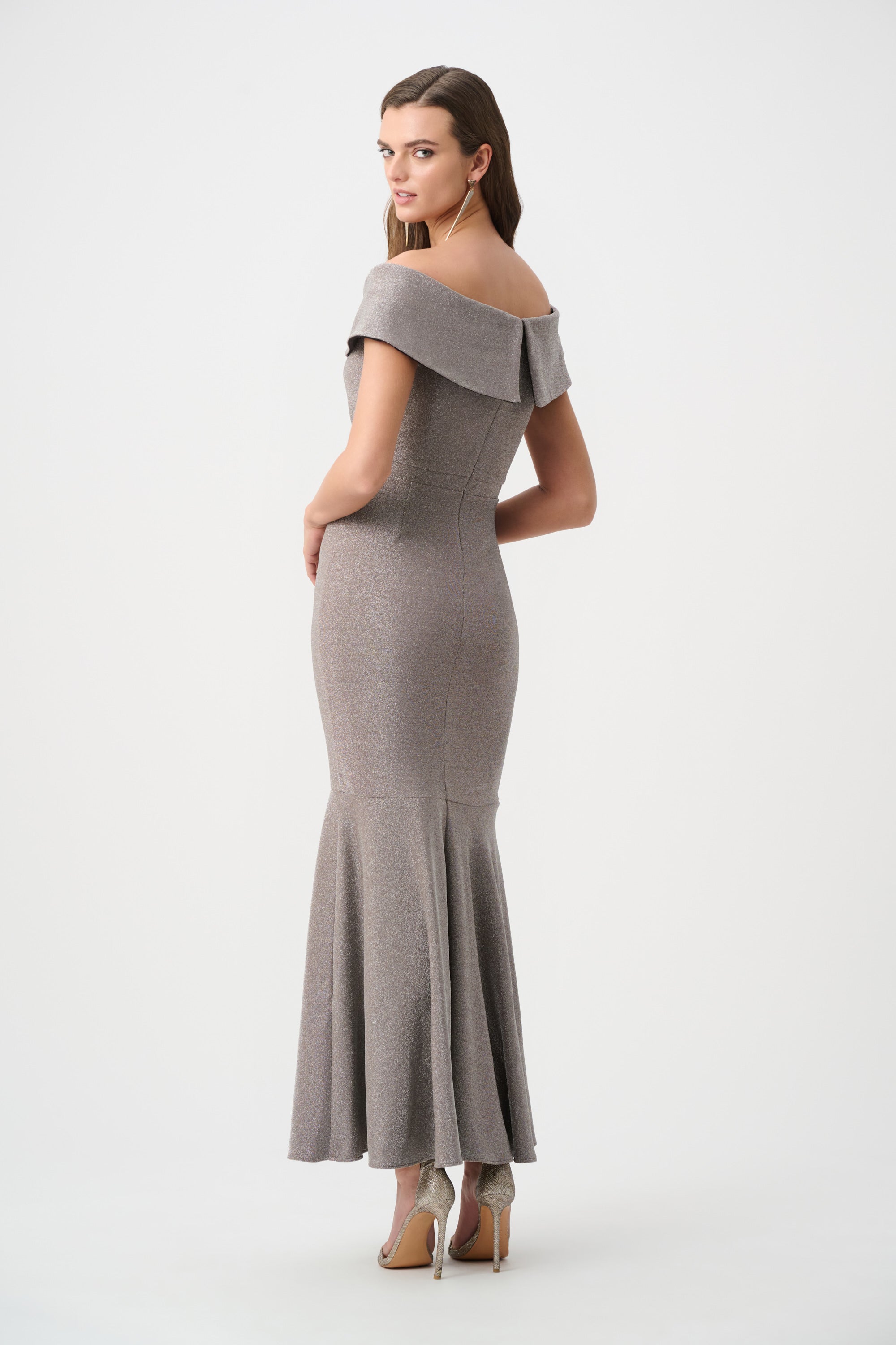 Sparkle Knit Off-Shoulder Trumpet Dress 822