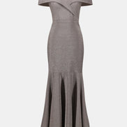 Sparkle Knit Off-Shoulder Trumpet Dress 822