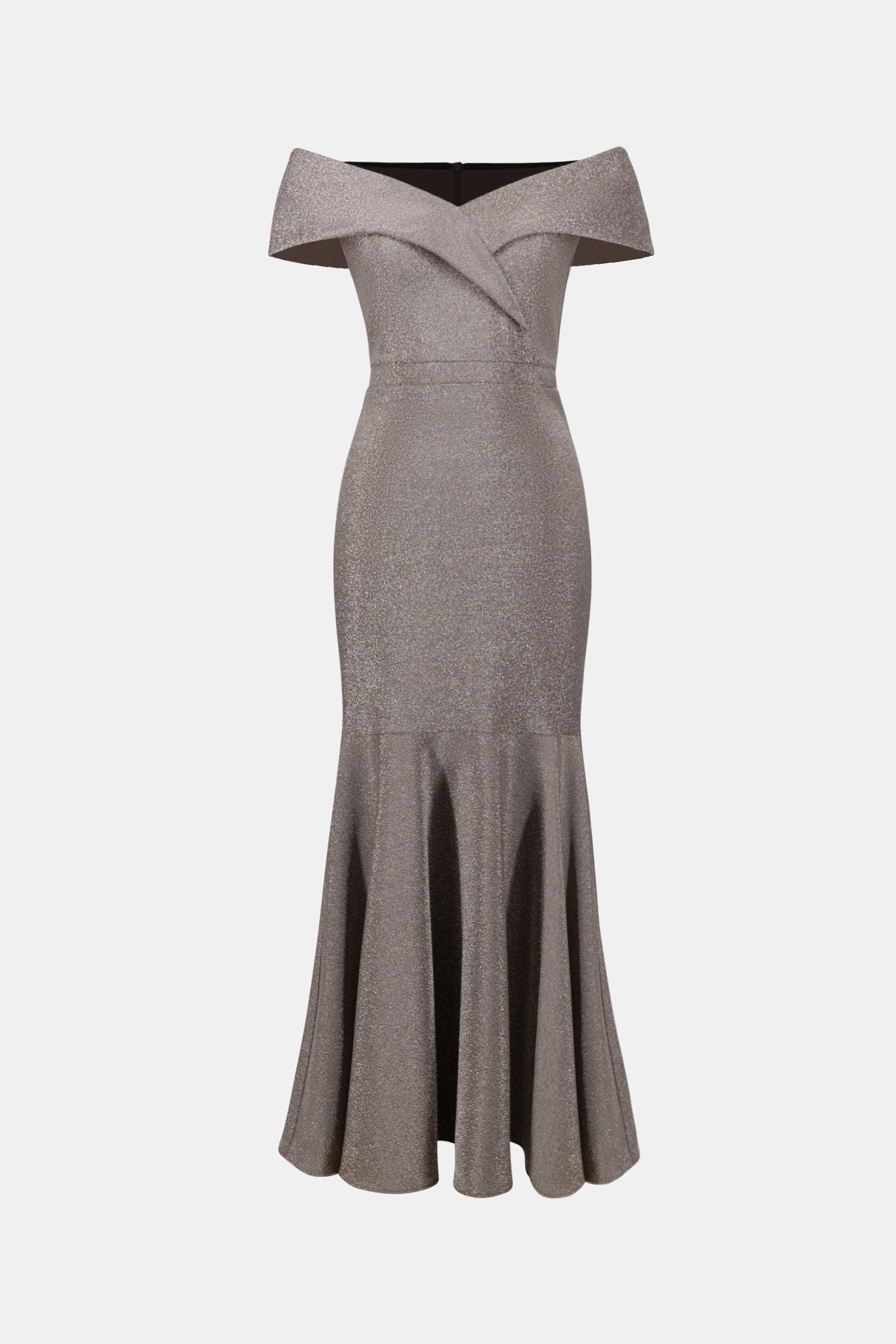 Sparkle Knit Off-Shoulder Trumpet Dress 822