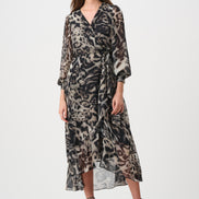 Chiffon Printed Fit and Flare Wrap Dress 810