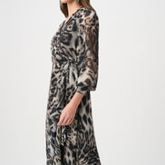 Chiffon Printed Fit and Flare Wrap Dress 810