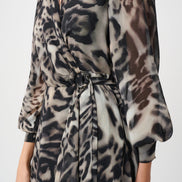Chiffon Printed Fit and Flare Wrap Dress 810