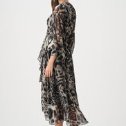 Chiffon Printed Fit and Flare Wrap Dress 810